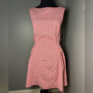 Cider Red and White Gingham Picnic Dress with Bow in Back